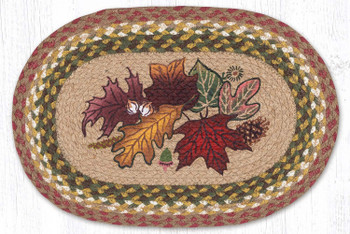 Autumn Leaves Braided Jute Oval Placemat