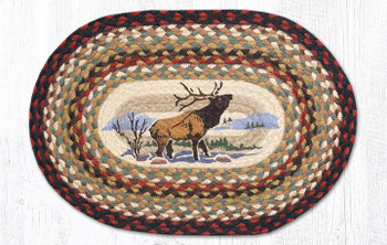 Winter Elk Braided Jute Oval Placemat