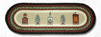 13" x 36" Winter Village Braided Jute Oval Table Runner by Susan Burd