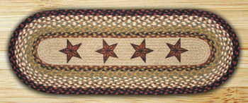 13" x 48" Barn Stars Braided Jute Oval Table Runner