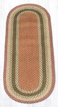 2' x 6' Olive Burgundy Gray Braided Jute Oval Runner Rug