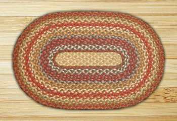 20" x 30" Honey Vanilla Ginger Braided Jute Oval Rug