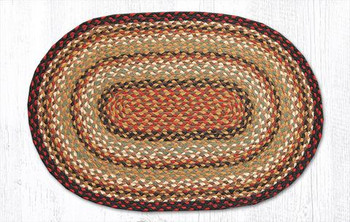 20" x 30" Burgundy Mustard Ivory Braided Jute Oval Rug