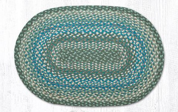 20" x 30" Sage Ivory Settlers Blue Braided Jute Oval Rug
