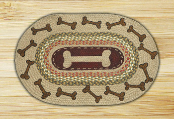 20" x 30" Dog Bones Braided Jute Oval Rug