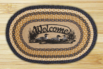20" x 30" Welcome Loons Braided Jute Oval Rug by R.A. Guthrie