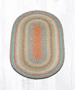 3' x 5' Multi Color Braided Jute Oval Rug