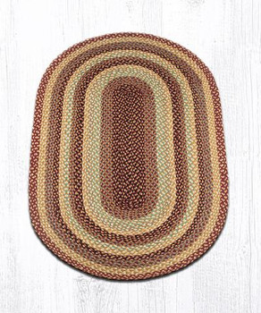 3' x 5' Burgundy/Gray/Cream Braided Jute Oval Rug