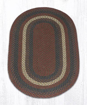 3' x 5' Burgundy Gray Braided Jute Oval Rug