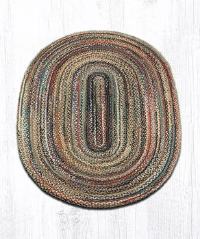 4' x 6' Random Colors Braided Jute Oval Rug