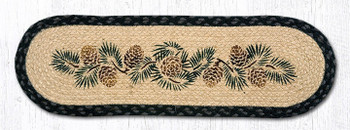 Pinecones Braided Jute Oval Stair Tread Rug 8.25x27