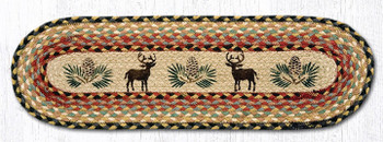 Deer & Pinecone Braided Oval Stair Tread Rug 8.25x27