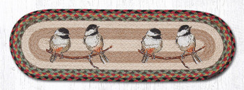 Chickadee Birds Jute Oval Stair Tread Rug 8.25x27