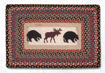 20" x 30" Bears and Moose Braided Jute Rectangle Rug