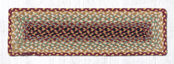 Burgundy Gray Cream Rectangle Stair Tread Rug 8.25x27