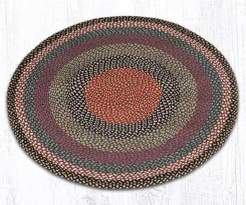 4' Burgundy Blue Gray Braided Jute Round Rug