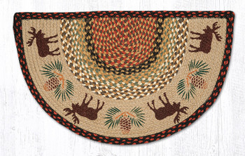 18" x 29" Moose and Pinecones Braided Jute Slice Rug