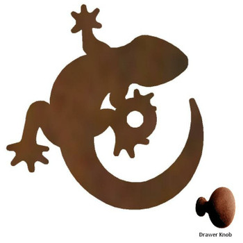 Gecko Lizard Metal Drawer Pull with Back Plate