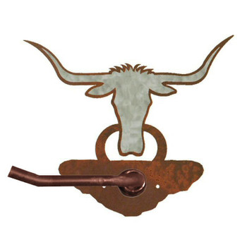 Burnished Longhorn Steer Metal Toilet Paper Holder