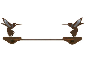 18" Burnished Hummingbird Metal Towel Bar