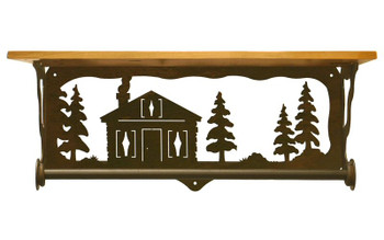 20" Cabin in the Pines Metal Towel Bar with Alder Wood Top Wall Shelf