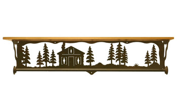 34" Cabin in the Pines Metal Towel Bar with Alder Wood Top Wall Shelf