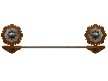 27" Burnished Round Old Silver Berry Concho Metal Towel Bar