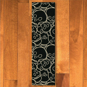 2' x 8' Head Banger Skulls Black Rectangle Runner Rug