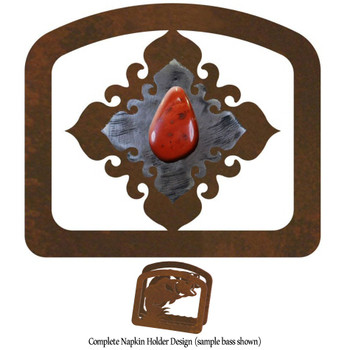 Red Jasper Stone Metal Napkin Holder