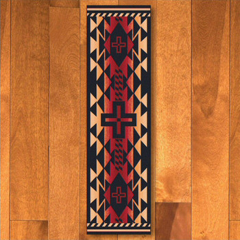 2' x 8' Rustic Cross Burnt Red Southwest Rectangle Runner Rug