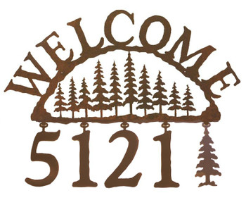 Pine Tree Forest Metal Address Welcome Sign