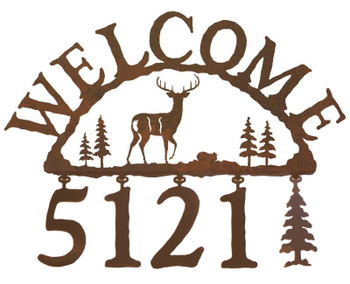 Whitetail Deer Metal Address Welcome Sign