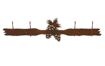 Pine Cones Four Hook Metal Wall Coat Rack