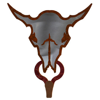 Buffalo Skull Burnished Large Single Metal Wall Hook