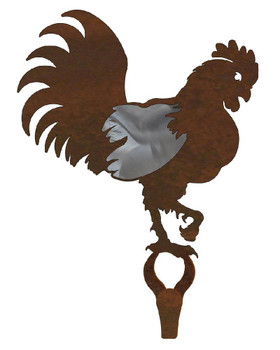 Rooster Burnished Large Single Metal Wall Hook