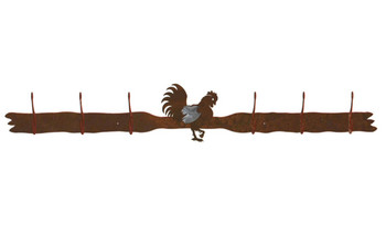 Burnished Rooster Six Hook Metal Wall Coat Rack