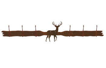 Whitetail Deer Six Hook Metal Wall Coat Rack