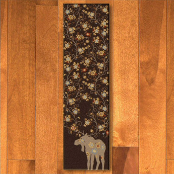 2' x 8' Abstract Moose Blossom Chocolate Wildlife Rectangle Runner Rug