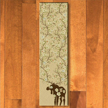 2' x 8' Abstract Moose Blossom Natural Wildlife Rectangle Runner Rug