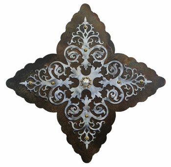 25" Damask Burnished Metal Wall Art
