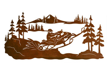 42" Snowmobile Rider Scenic Metal Wall Art