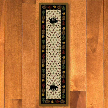 2' x 8' Patchwork Bear and Pinecones Wildlife Rectangle Runner Rug