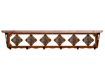 42" Unakite Stone Metal Wall Shelf and Hooks with Pine Wood Top