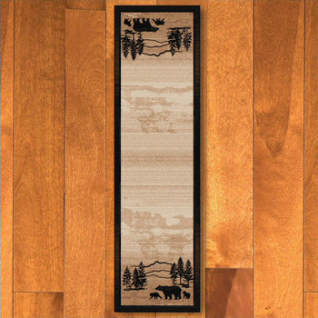 2' x 8' Mountain Shadow Bear Natural Wildlife Rectangle Runner Rug