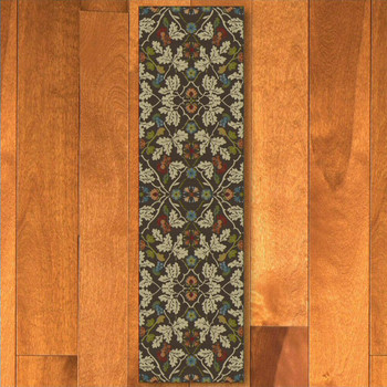 2' x 8' Infinity Oak Leaves Brown Nature Rectangle Runner Rug