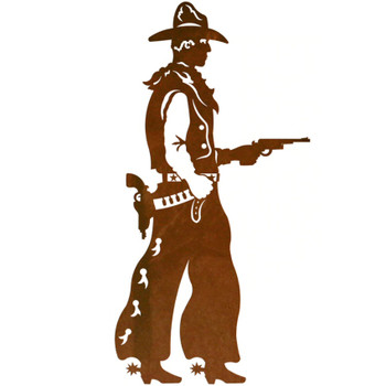 30" Cowboy with Pistol Metal Wall Art