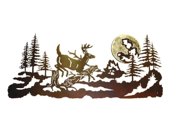 57" Jumping Deer Metal Wall Art