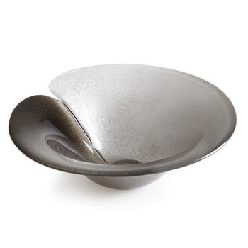Small Magic Silver Black and Gray Crystal Bowl by Mats Jonasson