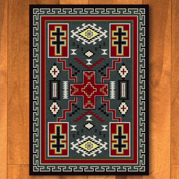 3' x 4' Double Cross Gray Southwest Rectangle Scatter Rug