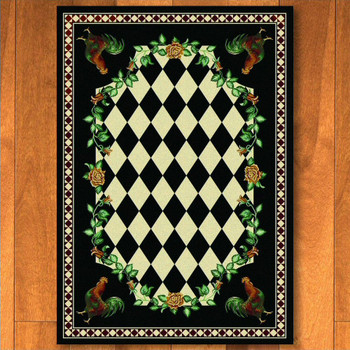 3' x 4' High Country Rooster Black Rectangle Scatter Rug
